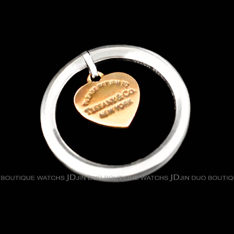 金鐸精品~C783 TIFFANY&CO. 蒂芙尼 T&CO. 合成金屬玫瑰金心形吊飾925純銀戒指-2