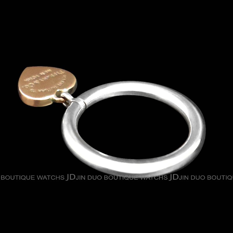 金鐸精品~C783 TIFFANY&CO. 蒂芙尼 T&CO. 合成金屬玫瑰金心形吊飾925純銀戒指-4