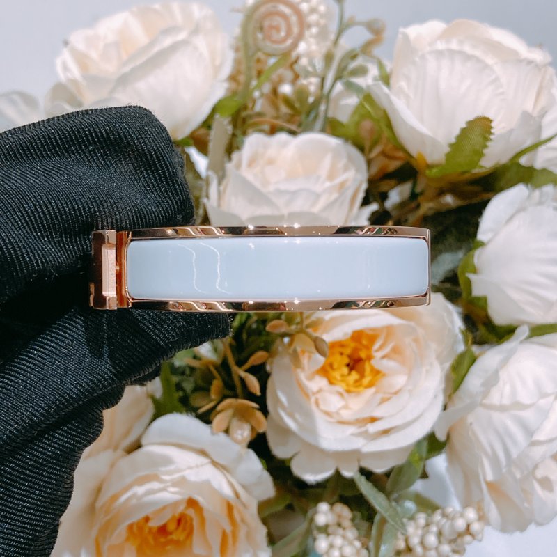 TW4739  Hermes 愛馬仕H扣手鐲 白色玫瑰金 Clic H Bracelet PM Blanc x RGHW-2