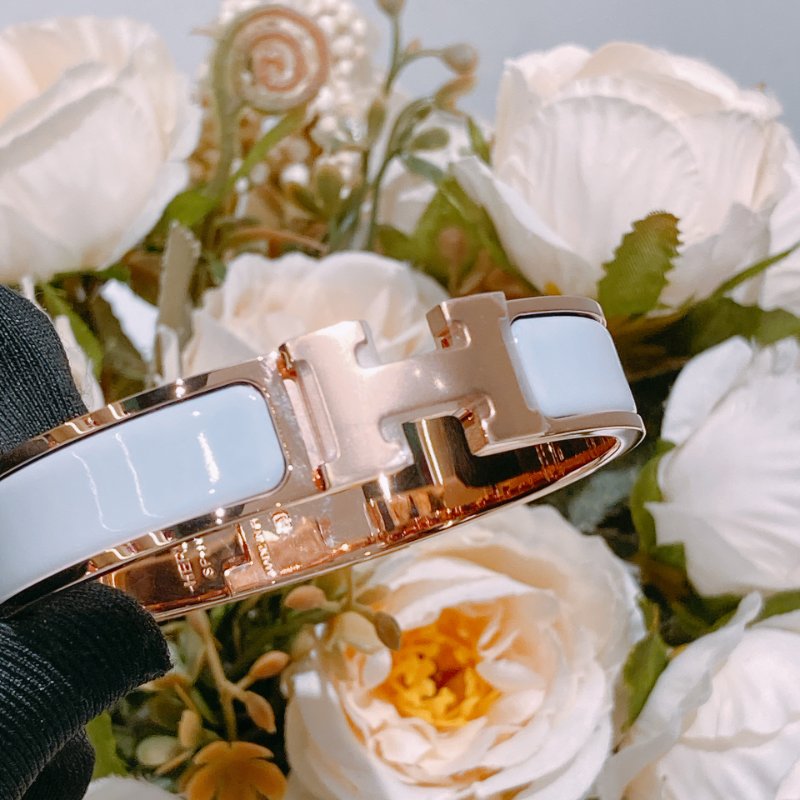 TW4739  Hermes 愛馬仕H扣手鐲 白色玫瑰金 Clic H Bracelet PM Blanc x RGHW-5