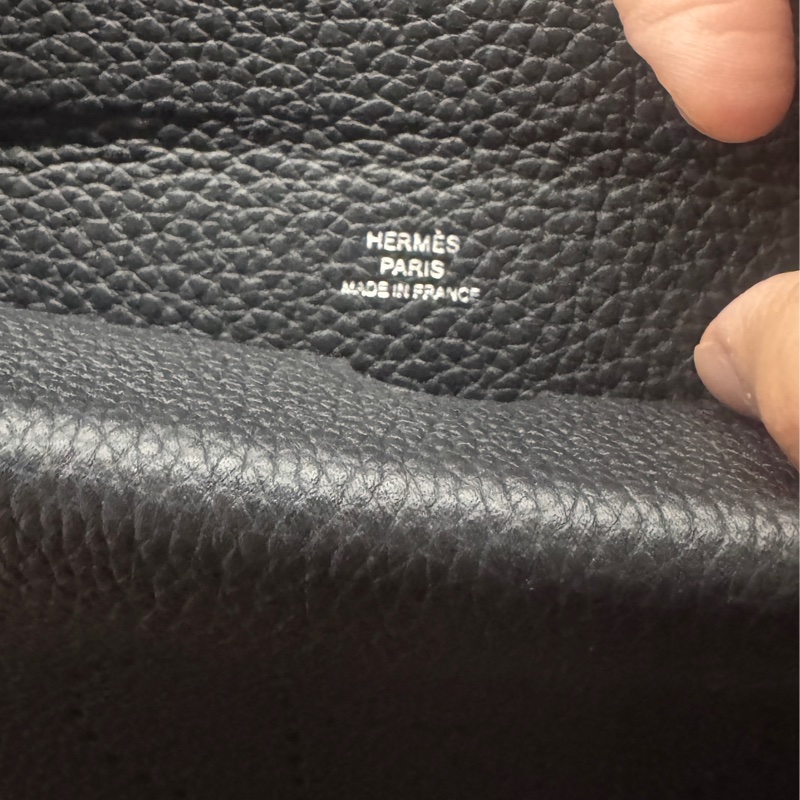 全新 爱馬仕Hermes2023 B刻。VIDE POCHES 黑配銀釦黑色冰藍色背帶-6