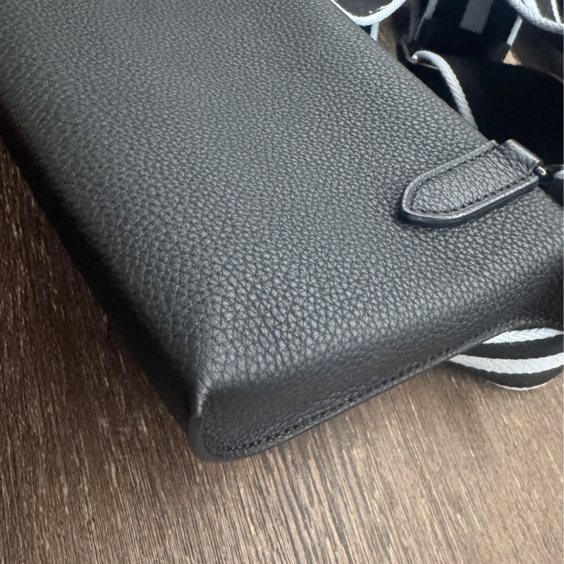 全新 爱馬仕Hermes2023 B刻。VIDE POCHES 黑配銀釦黑色冰藍色背帶-8