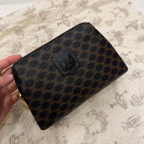 celine 賽琳 中古 黑色老花 黑花 小雲朵 手拿包