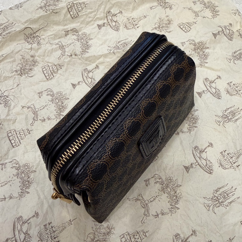 celine 賽琳 中古 黑色老花 黑花 小雲朵 手拿包-2