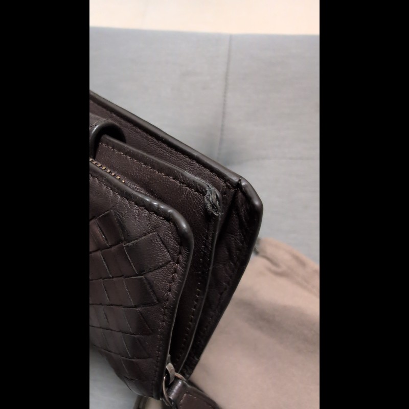 Bottega Veneta 經典編織扣式短夾 (咖啡色)-11
