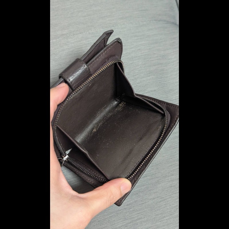 Bottega Veneta 經典編織扣式短夾 (咖啡色)-5