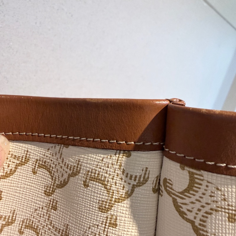 CELINE✨COUFFIN白色老花扇形托特包單肩包沙灘包購物包-17