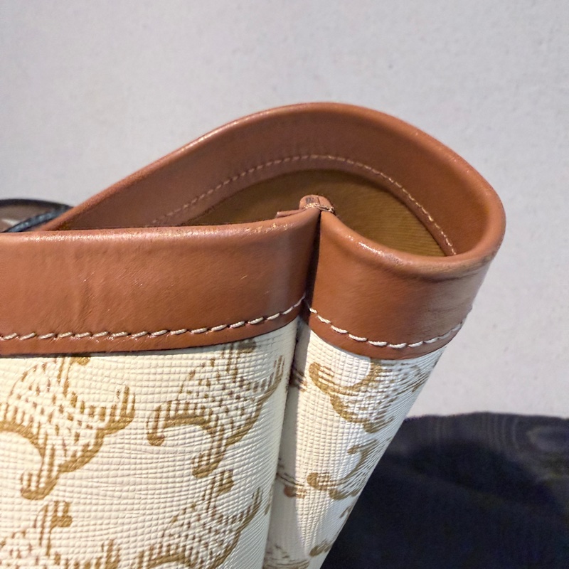 CELINE✨COUFFIN白色老花扇形托特包單肩包沙灘包購物包-18