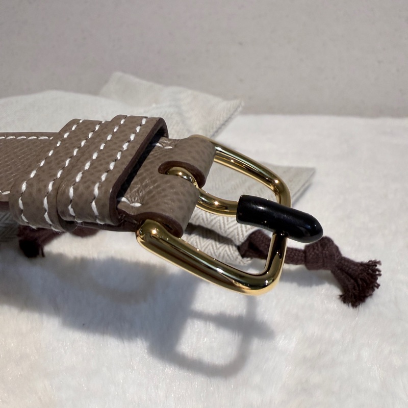 全新🍀HERMES✨Della mini Cavalleria 大象灰金釦 馬鞍包屁股包斜背包肩背包 Epsom B刻 購證-22