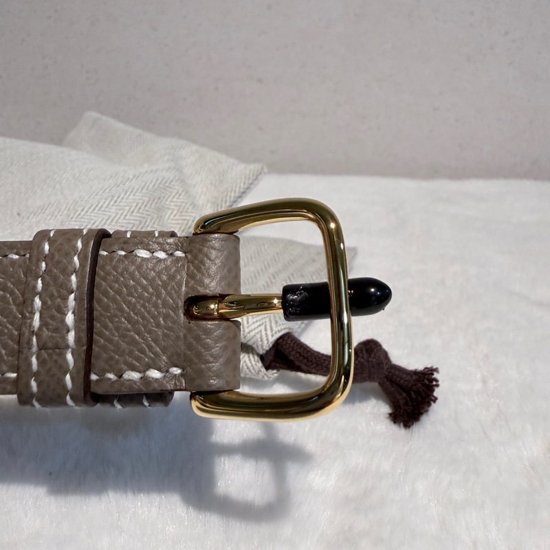 全新🍀HERMES✨Della mini Cavalleria 大象灰金釦 馬鞍包屁股包斜背包肩背包 Epsom B刻 購證-23