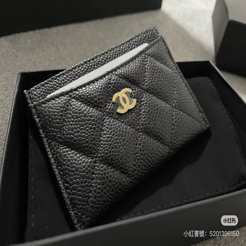 Chanel 全新🔥現貨 卡夾 荔枝牛皮 黑金 (W07)