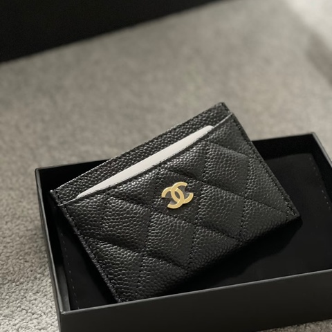 Chanel 全新🔥現貨 卡夾 荔枝牛皮 黑金 (W08)