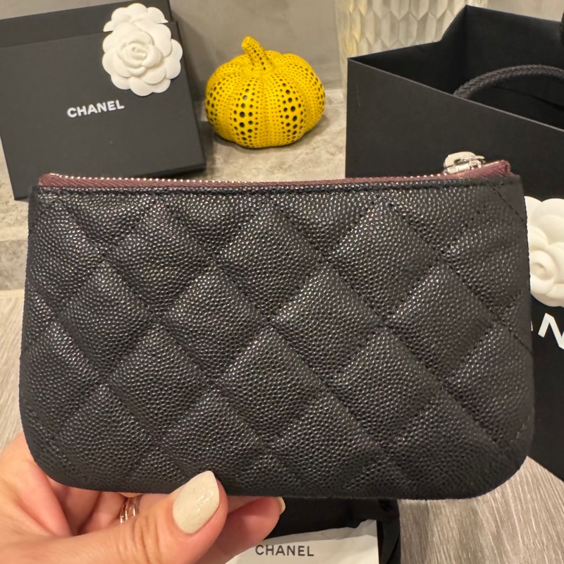 Chanel 全新🔥現貨 一字零錢包 淡金扣 牛皮 (W09)-2