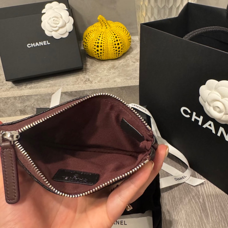 Chanel 全新🔥現貨 一字零錢包 淡金扣 牛皮 (W09)-3