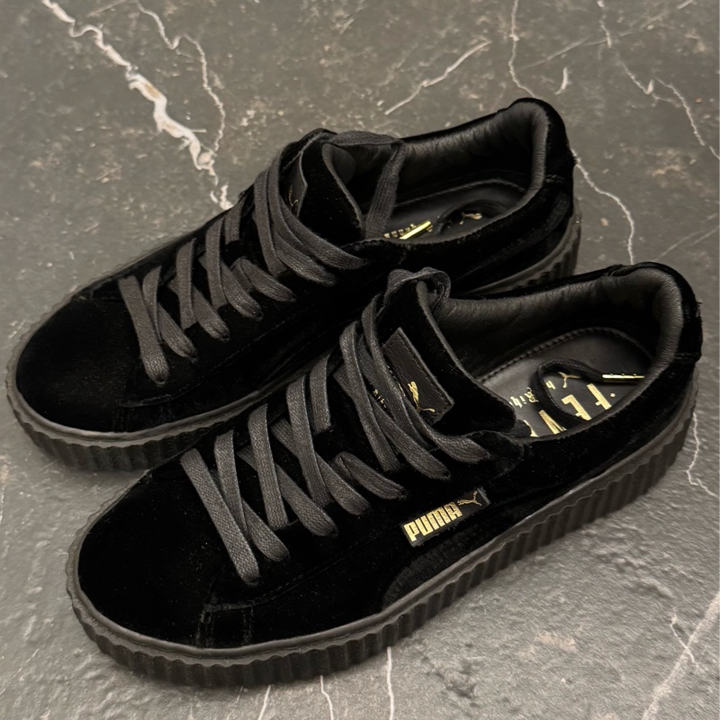 Puma x Rihanna 蕾哈娜黑色天鵝絨厚底鞋-2