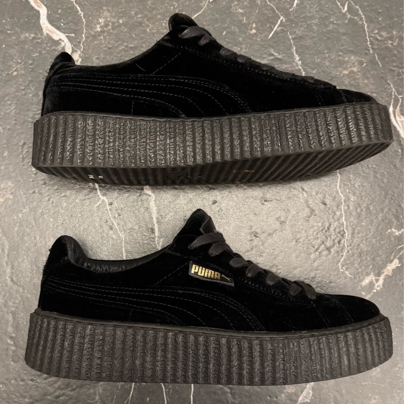 Puma x Rihanna 蕾哈娜黑色天鵝絨厚底鞋-4