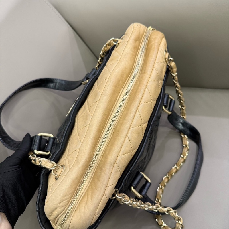 Chanel 黑金油臘皮2ways托特肩背包34*27  98新配件塵袋-3