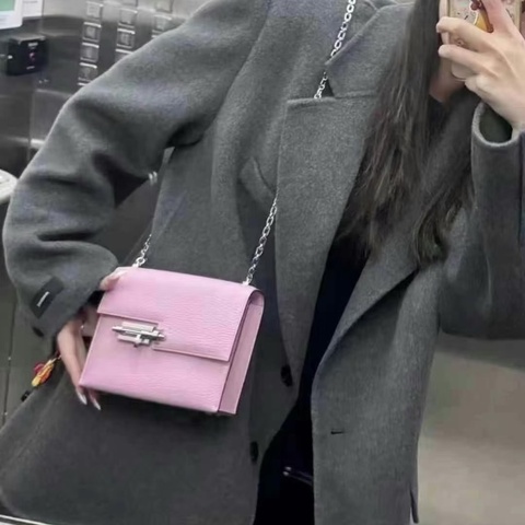 HERMES 錦葵紫銀扣mini verrou肩背斜背包手槍包17*13*4 99新配件塵袋毛氈布