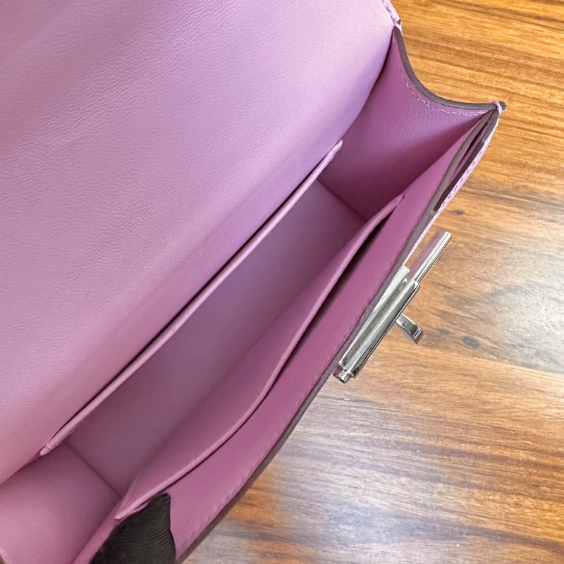 HERMES 錦葵紫銀扣mini verrou肩背斜背包手槍包17*13*4 99新配件塵袋毛氈布-2