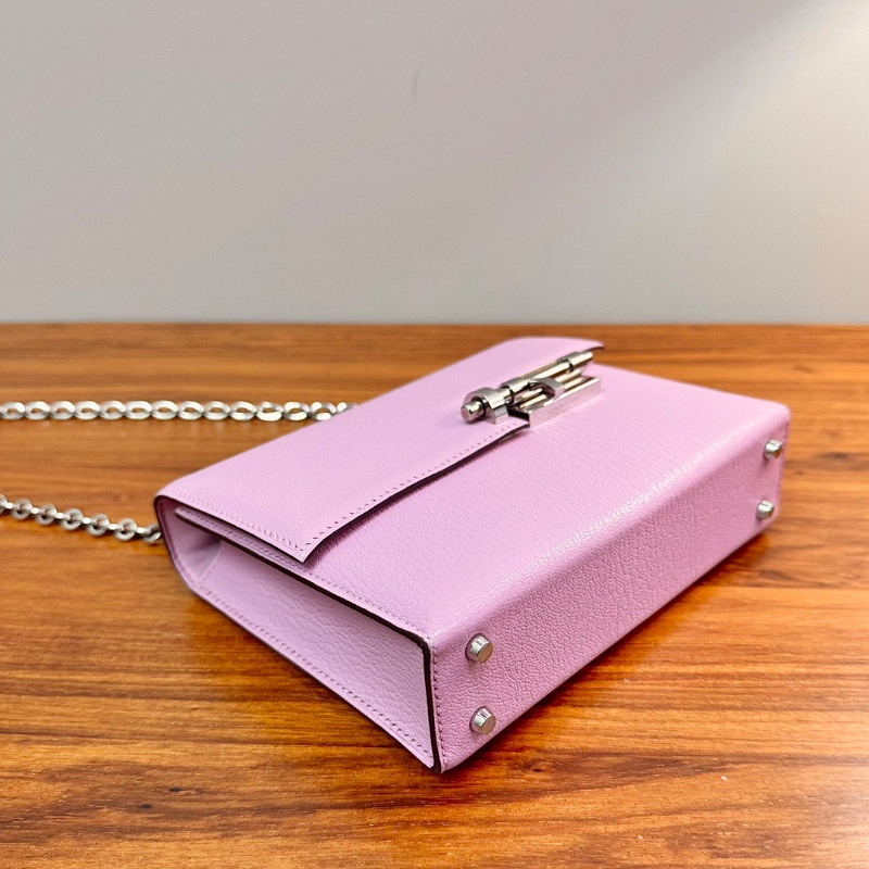 HERMES 錦葵紫銀扣mini verrou肩背斜背包手槍包17*13*4 99新配件塵袋毛氈布-3