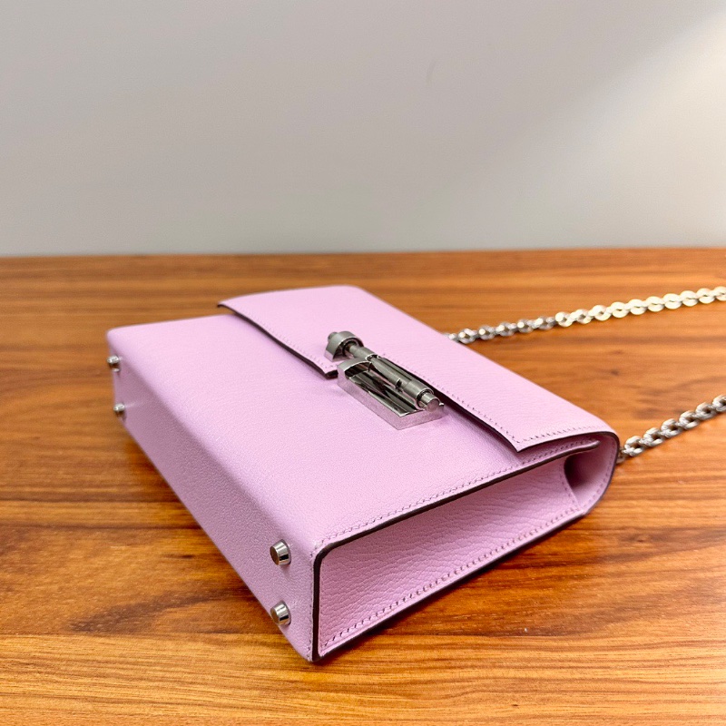 HERMES 錦葵紫銀扣mini verrou肩背斜背包手槍包17*13*4 99新配件塵袋毛氈布-5
