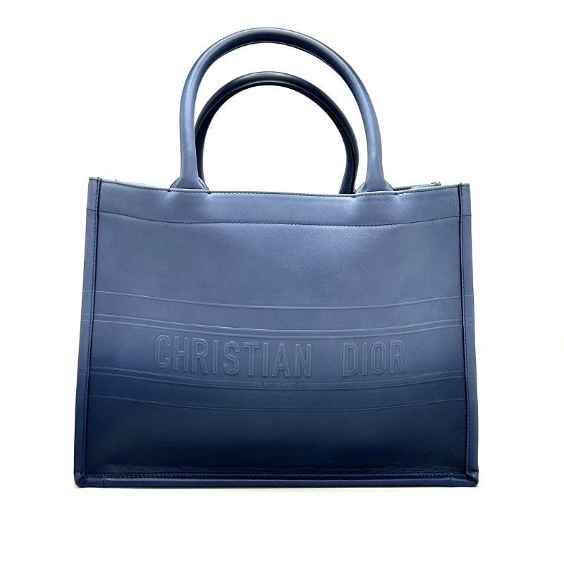 DIOR 深藍色全皮中號手提托特包36.5*27*18 98新配件塵袋-1