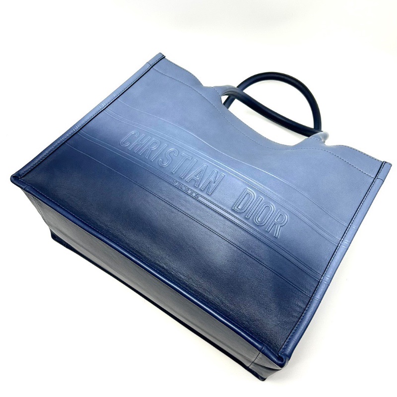 DIOR 深藍色全皮中號手提托特包36.5*27*18 98新配件塵袋-3