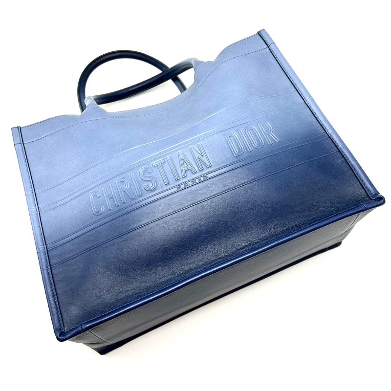 DIOR 深藍色全皮中號手提托特包36.5*27*18 98新配件塵袋-5