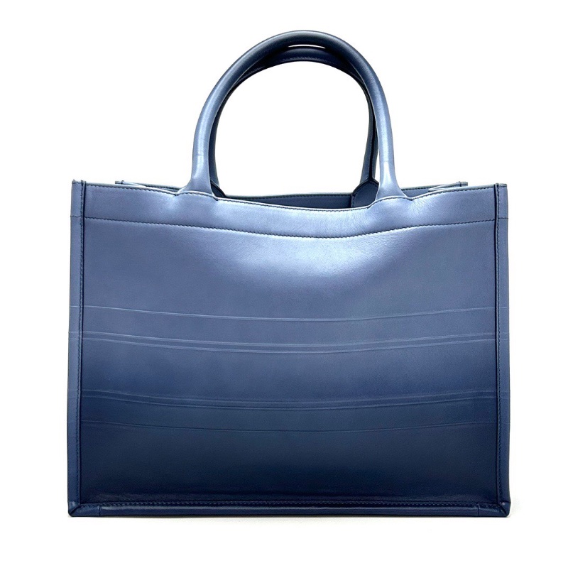 DIOR 深藍色全皮中號手提托特包36.5*27*18 98新配件塵袋-6