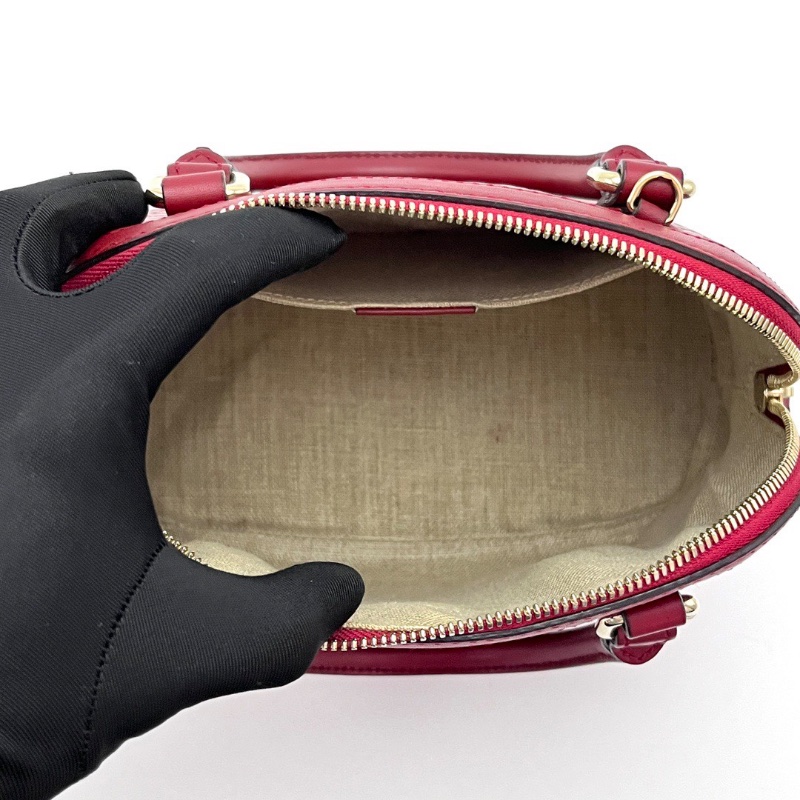 GUCCI 紅色金扣壓花手提肩背斜背貝殼包24*18*12 98新配件塵袋-2