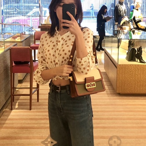 LV 拼色Dauphine達芙妮小號肩背斜背包20*15*9 98新配件塵袋