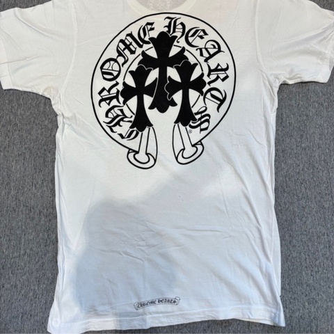 Chrome Hearts 經典三十字大卷軸白色短T恤 M