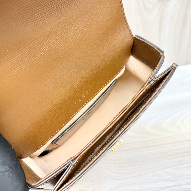 Gucci原花棕Horsebit 1955手把mini側背包-15