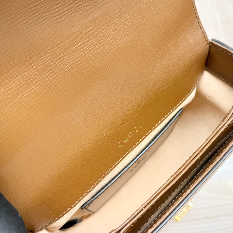 Gucci原花棕Horsebit 1955手把mini側背包-24