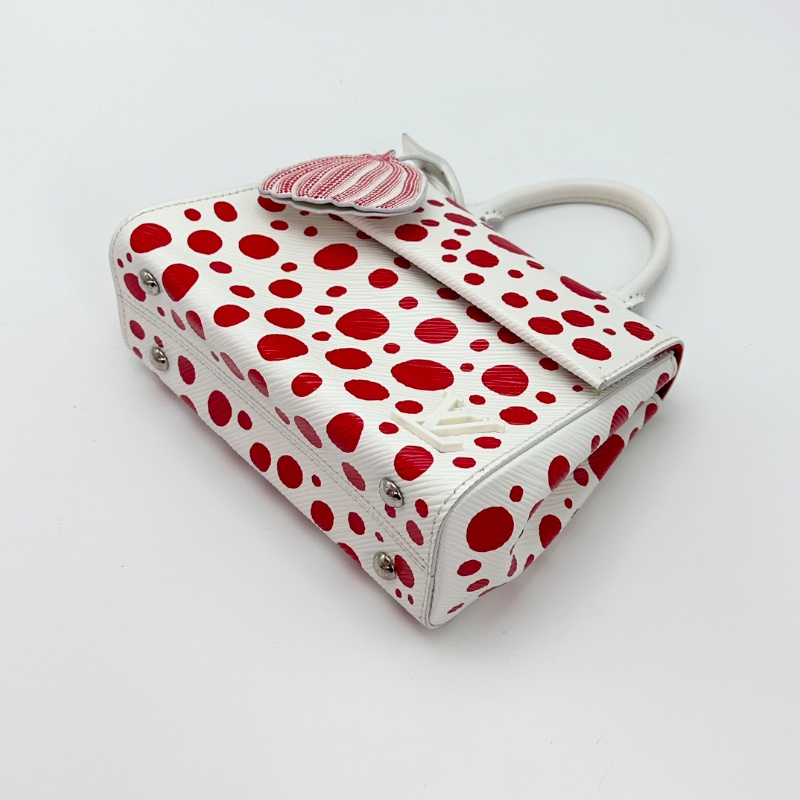 LV 草間彌生聯名 mini紅白波點手提肩背包20*15.5*8 98新配件塵袋-5