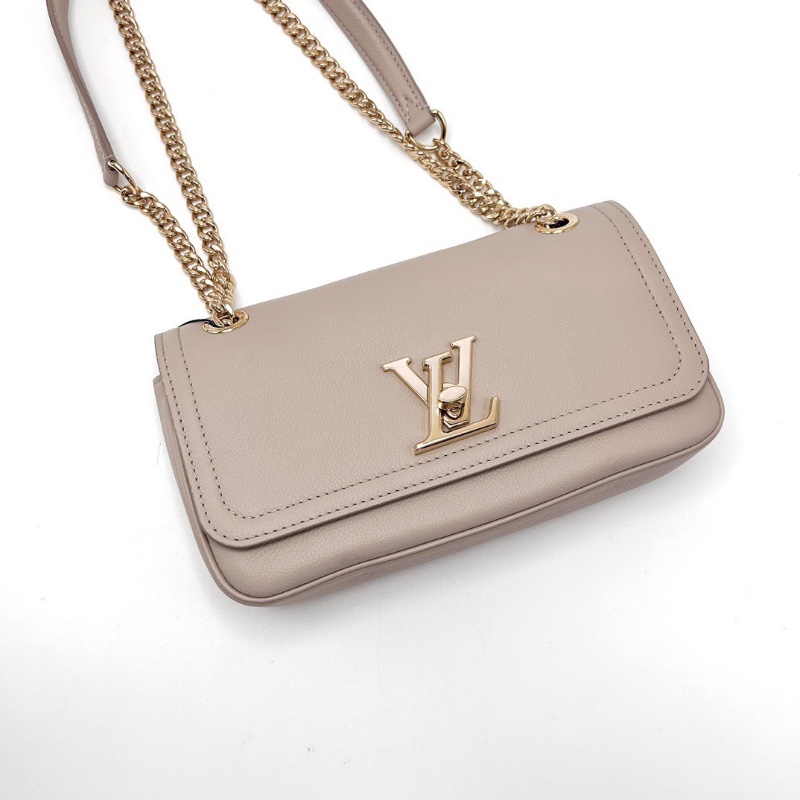 LV 灰色金扣Lockme肩背斜背包芯片款25*15*5.5 98新配件盒子塵袋購證-5