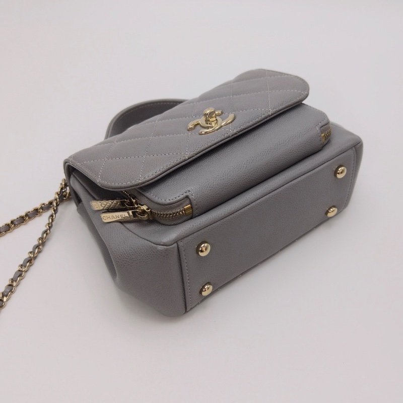 CHANEL affinity灰金中號荔枝牛皮郵差包19*14*7 98新配件塵袋-3