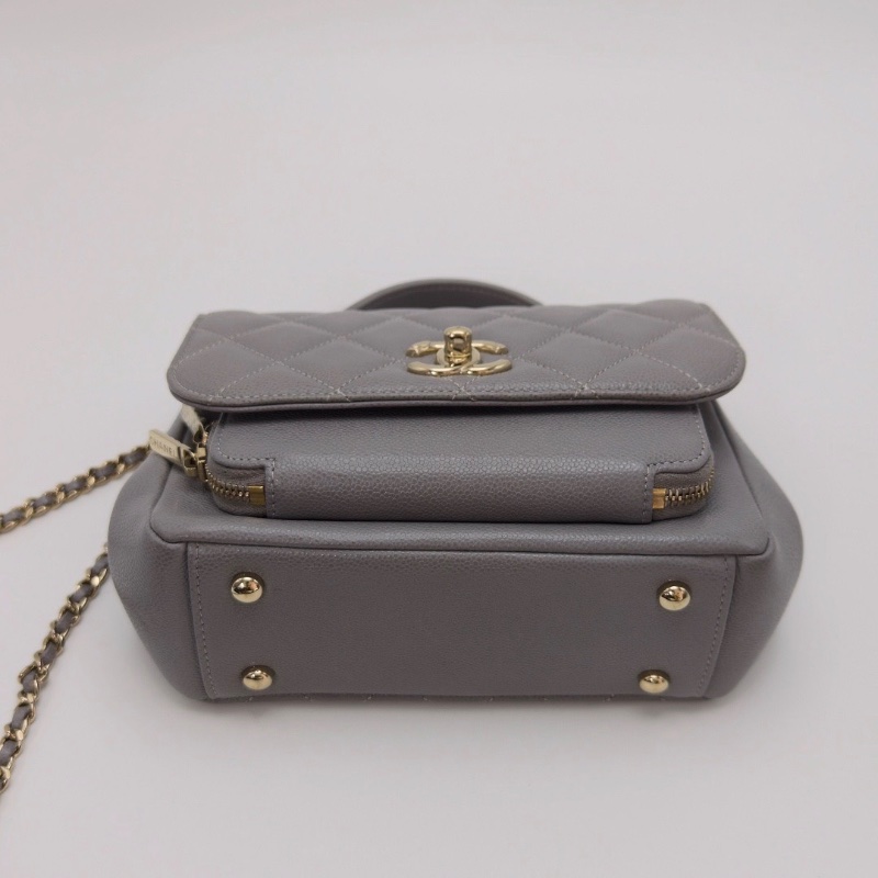 CHANEL affinity灰金中號荔枝牛皮郵差包19*14*7 98新配件塵袋-4