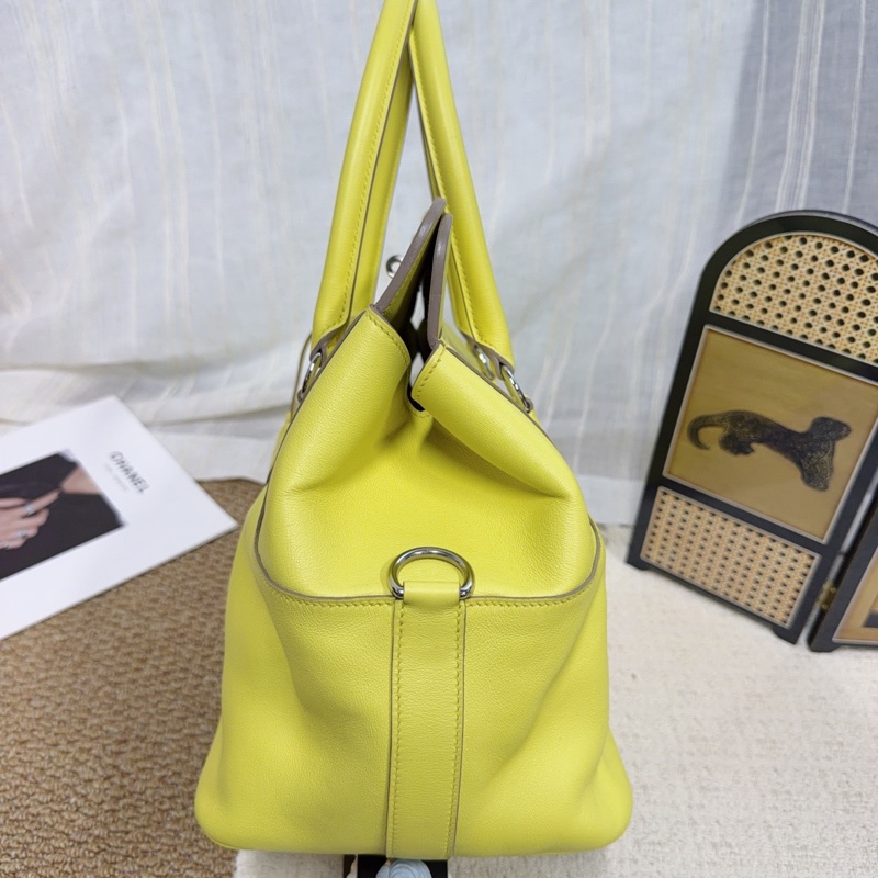 HERMES愛馬仕Too1box黃色銀扣牛奶盒子26手提單肩斜挎包-2