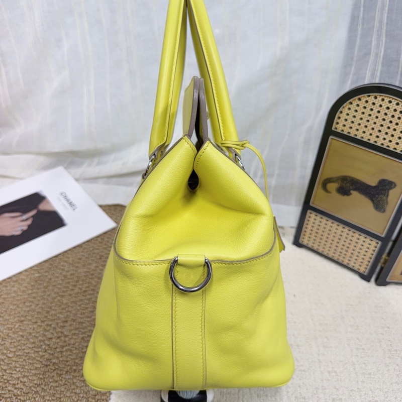 HERMES愛馬仕Too1box黃色銀扣牛奶盒子26手提單肩斜挎包-3
