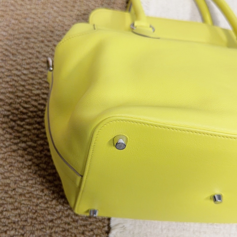 HERMES愛馬仕Too1box黃色銀扣牛奶盒子26手提單肩斜挎包-7