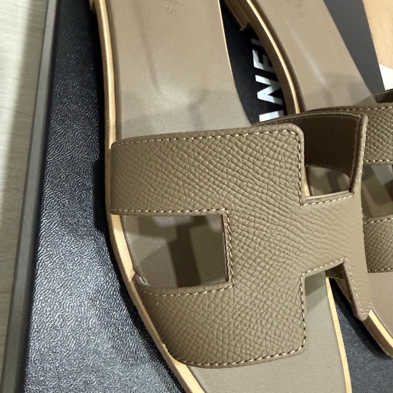 愛馬仕 大象灰Oran拖鞋（已貼底） 38.5-1