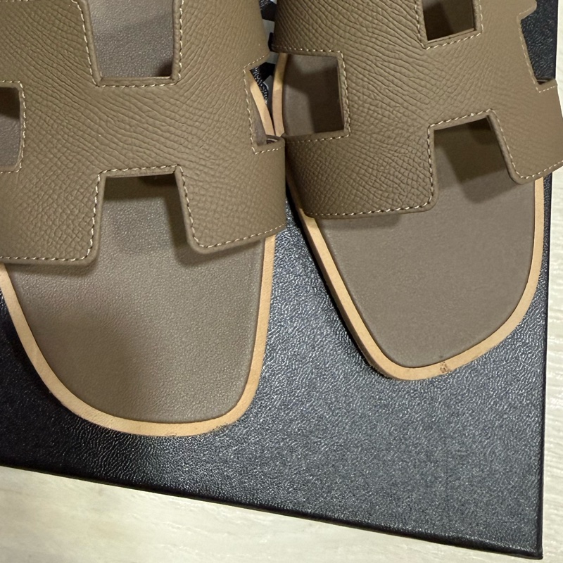 愛馬仕 大象灰Oran拖鞋（已貼底） 38.5-5