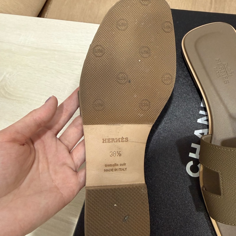 愛馬仕 大象灰Oran拖鞋（已貼底） 38.5-7