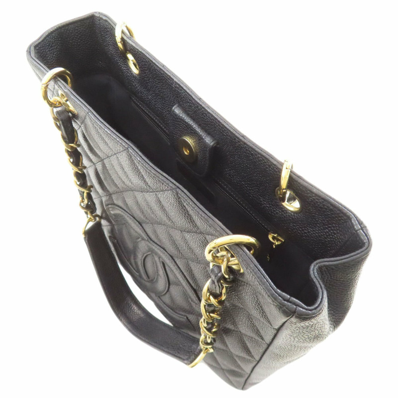 香奈兒女士菱格紋小牛皮絎縫鏈條手提包，搭配金色五金配件-14