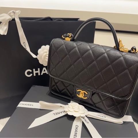 「JL精品代購」98新 Chanel 香奈兒22k 荔枝牛皮 手提/肩背包 ic芯片款