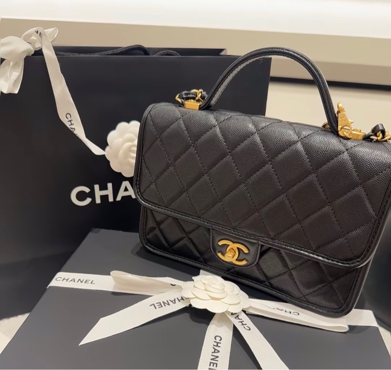 「JL精品代購」98新 Chanel 香奈兒22k 荔枝牛皮 手提/肩背包 ic芯片款-0