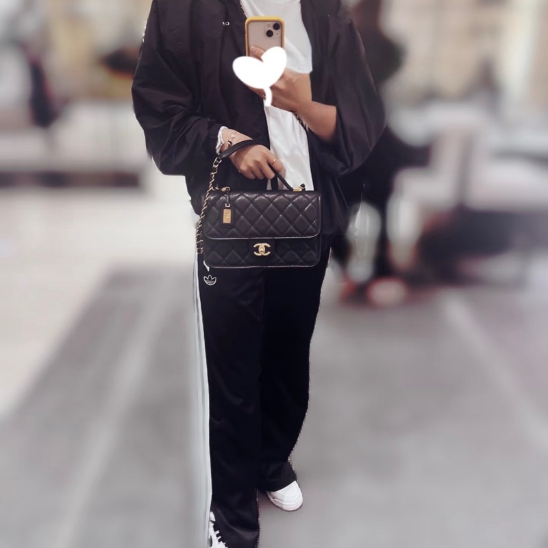 「JL精品代購」98新 Chanel 香奈兒22k 荔枝牛皮 手提/肩背包 ic芯片款-1