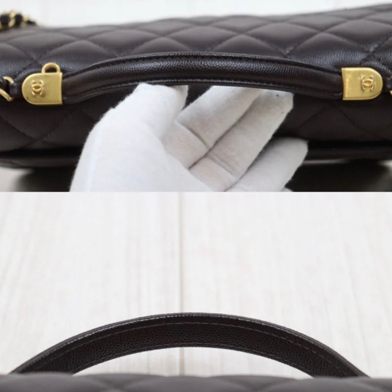 「JL精品代購」98新 Chanel 香奈兒22k 荔枝牛皮 手提/肩背包 ic芯片款-5