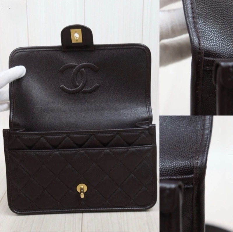 「JL精品代購」98新 Chanel 香奈兒22k 荔枝牛皮 手提/肩背包 ic芯片款-9